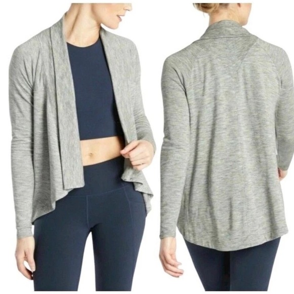 Athleta Gray Drape Front nirvana wrap Long Sleeve Cardigan Wear two ways - Picture 1 of 4